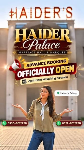 Advance Booking Open Now in Haider Palace Marriage Hall